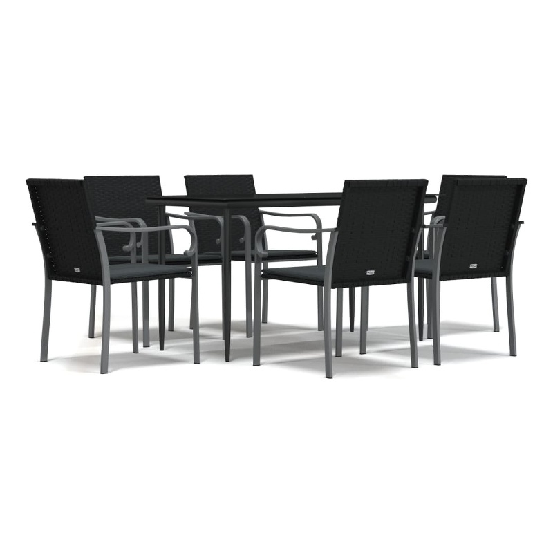 vidaXL Garden Dining Set in Black/Dark Gray
