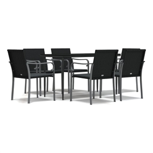 vidaXL Garden Dining Set in Black/Dark Gray