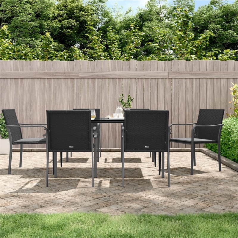 vidaXL Garden Dining Set in Black/Dark Gray