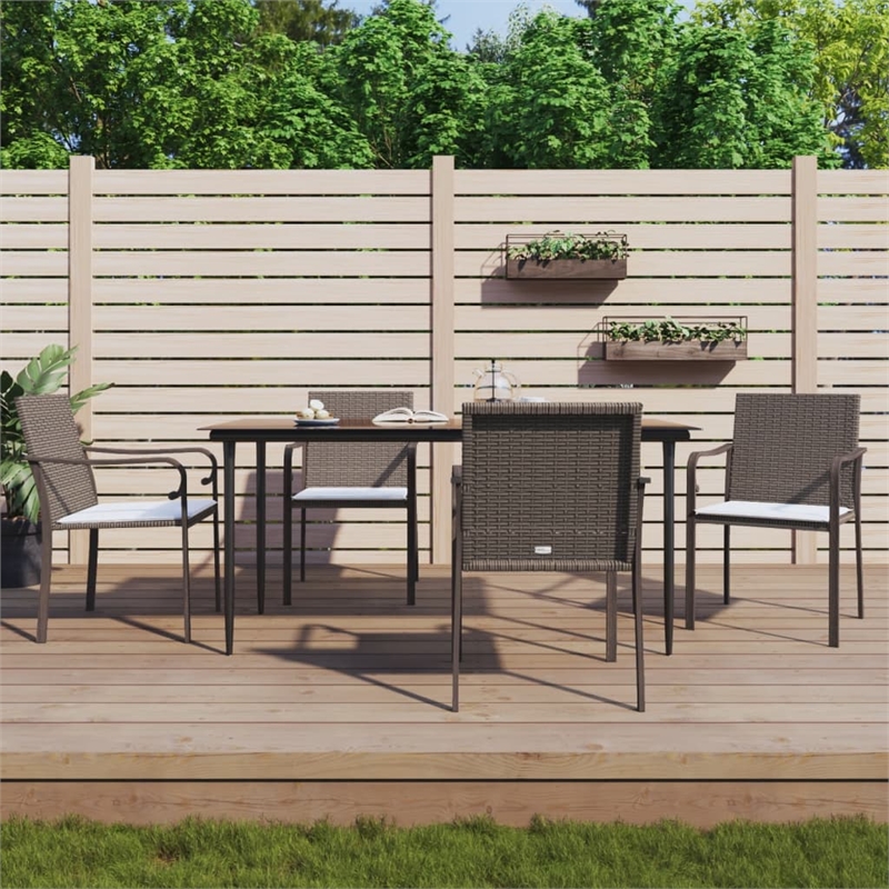 vidaXL Garden Dining Set in Brown/Black/Cream White