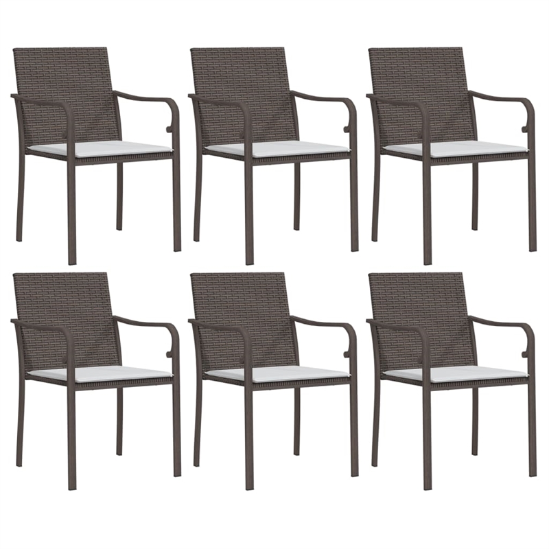 vidaXL PE Rattan/Steel/Tempered Glass/Fabric Garden Dining Set in Brown