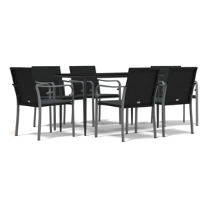 vidaXL Garden Dining Set in Black