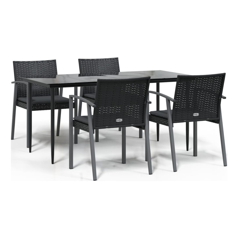 vidaXL Garden Dining Set in Black/Dark Gray