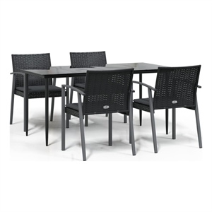 vidaXL Garden Dining Set in Black/Dark Gray