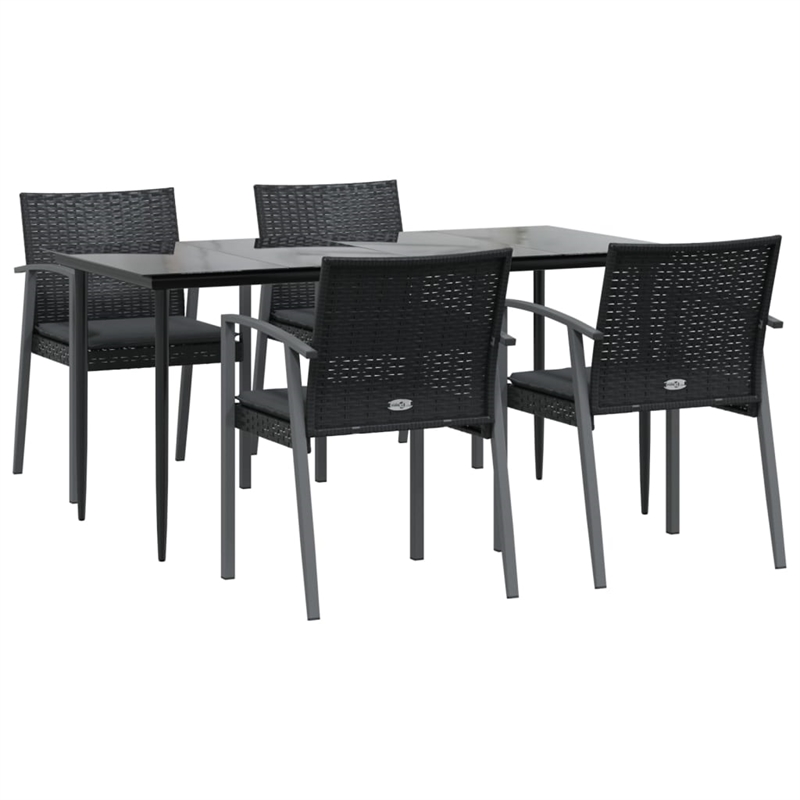 vidaXL Garden Dining Set in Black/Dark Gray