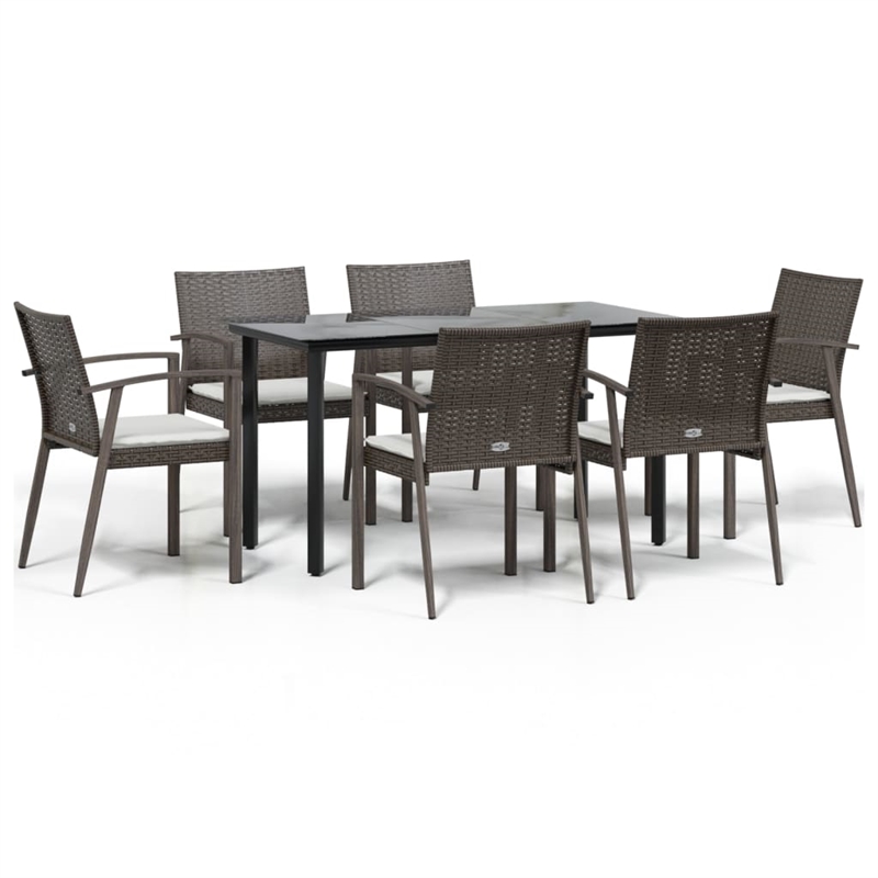 vidaXL Garden Dining Set in Brown/Black/Cream White