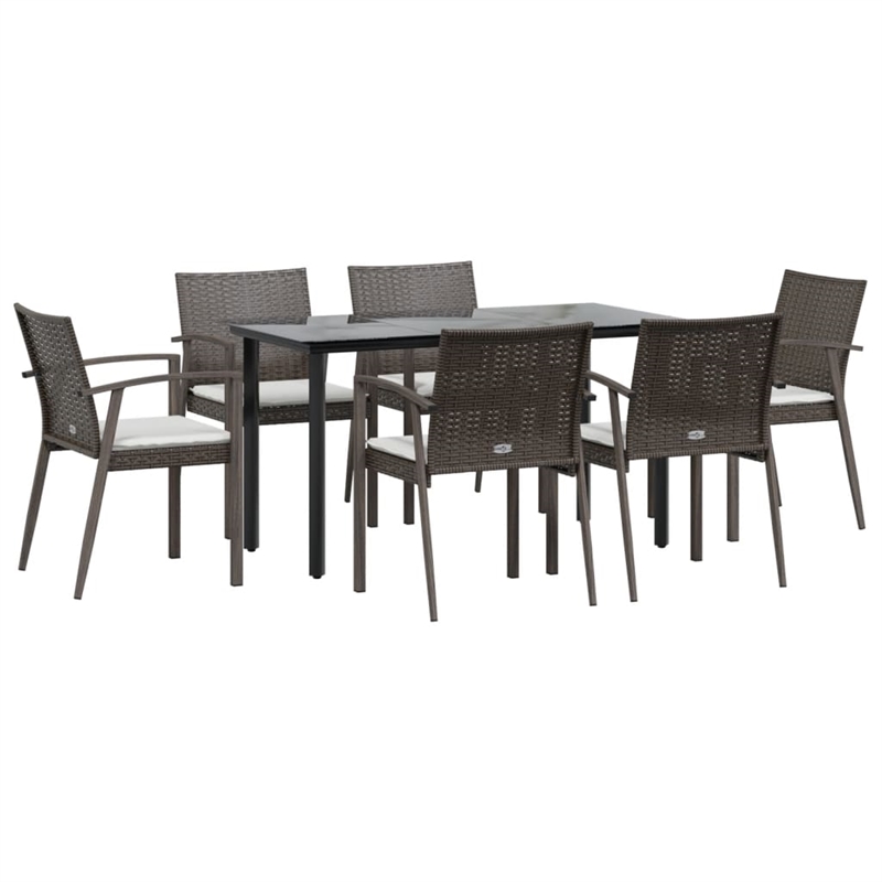 vidaXL Garden Dining Set in Brown/Black/Cream White