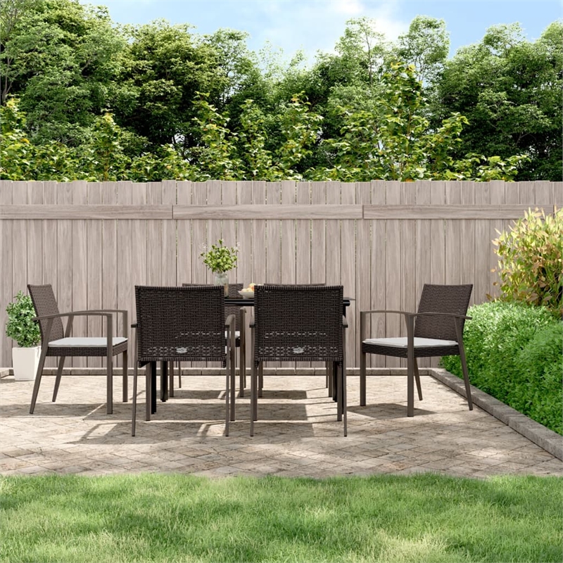 vidaXL Garden Dining Set in Brown/Black/Cream White