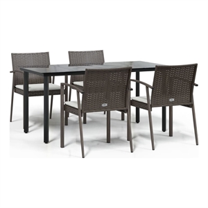 vidaXL PE Rattan Medium Durable Dining Set in Brown