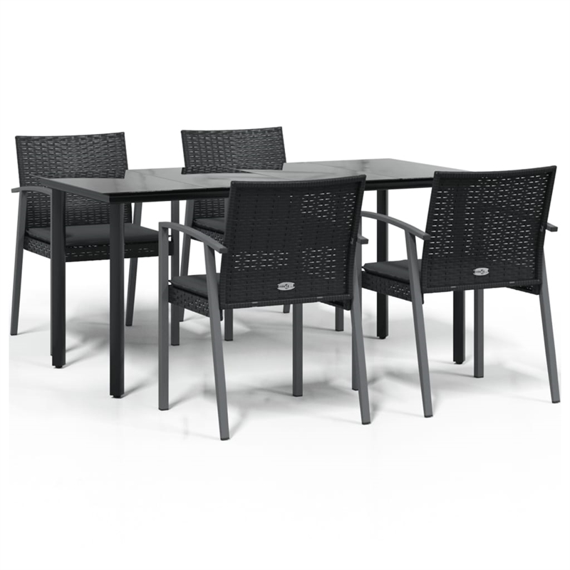vidaXL Garden Dining Set in Black/Dark Gray