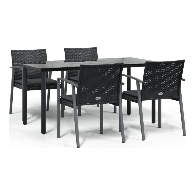 vidaXL Garden Dining Set in Black/Dark Gray