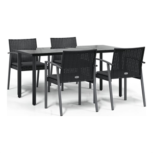 vidaXL Garden Dining Set in Black/Dark Gray