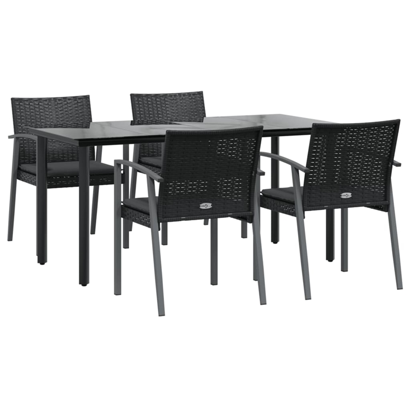 vidaXL Garden Dining Set in Black/Dark Gray
