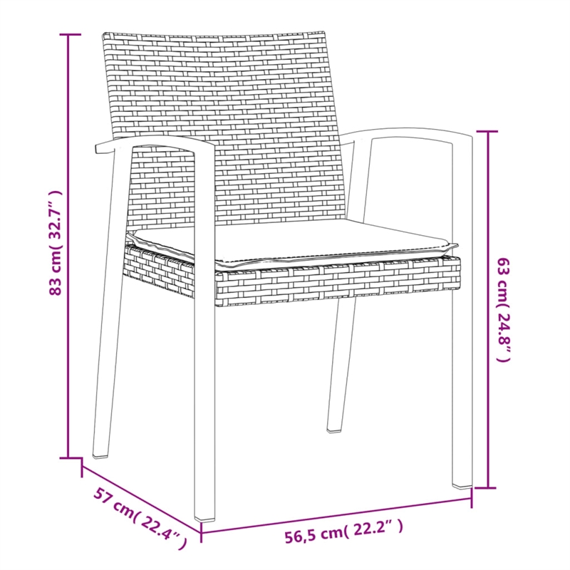 vidaXL Garden Dining Set in Black/Dark Gray