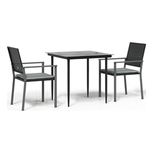 vidaXL Poly Rattan Garden Dining Set in Black