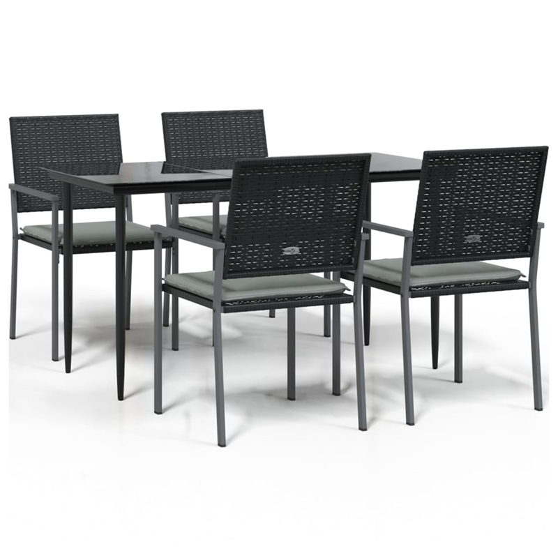 vidaXL Garden Dining Set in Black/Light Gray