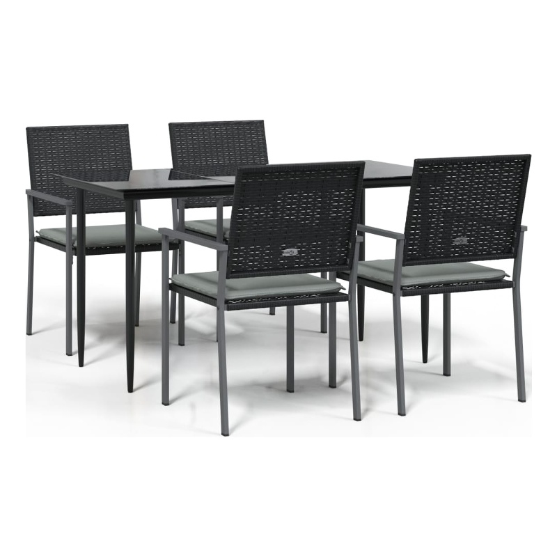 vidaXL Garden Dining Set in Black/Light Gray