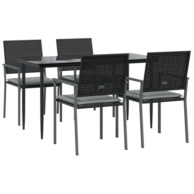 vidaXL Garden Dining Set in Black/Light Gray