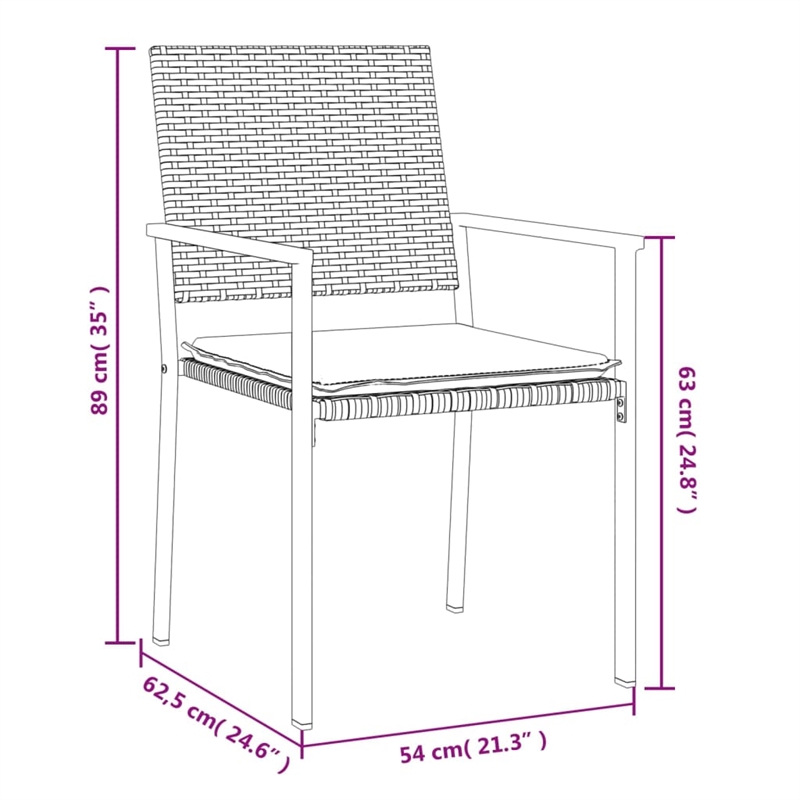 vidaXL Garden Dining Set in Black/Light Gray