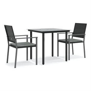 vidaXL PE Rattan Durable Garden Dining Set in Black