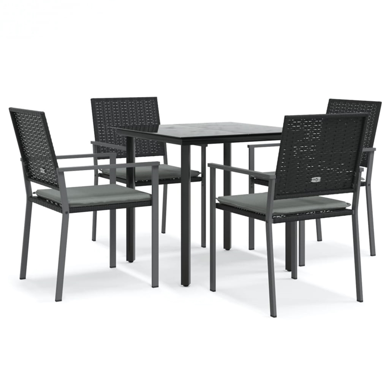 vidaXL Garden Dining Set in Black/Light Gray