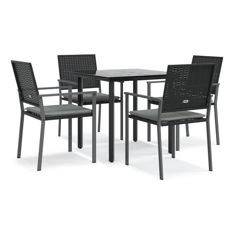 vidaXL Garden Dining Set in Black/Light Gray