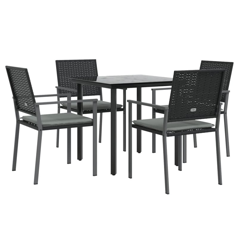 vidaXL Garden Dining Set in Black/Light Gray