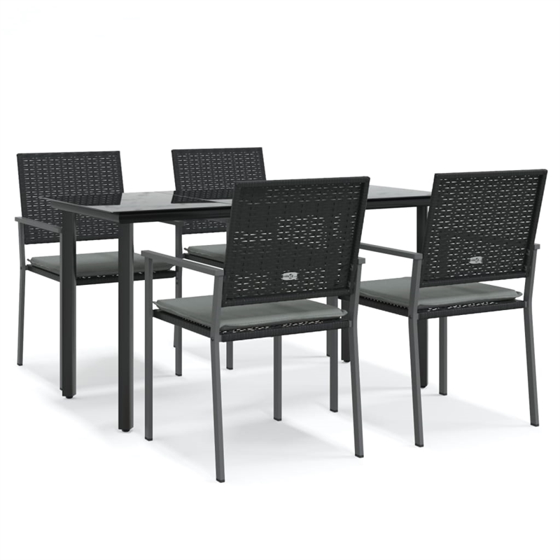 vidaXL Garden Dining Set in Black/Light Gray