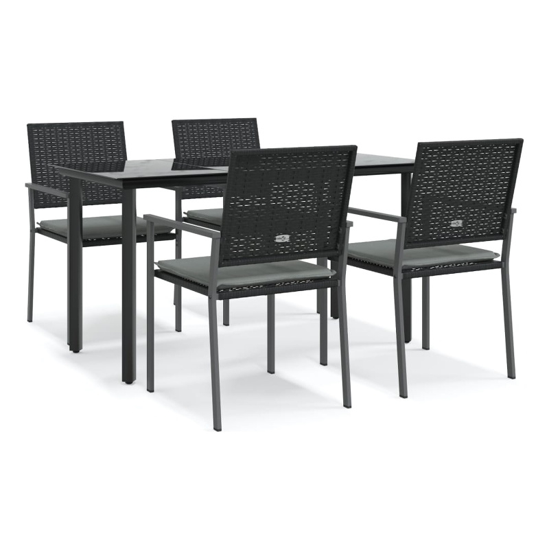 vidaXL Garden Dining Set in Black/Light Gray