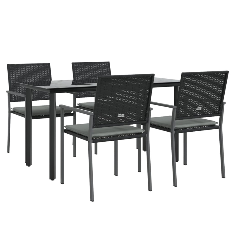 vidaXL Garden Dining Set in Black/Light Gray