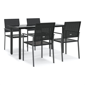 vidaXL PE Rattan Durable Garden Dining Set in Black