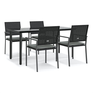 vidaXL Rectangular Modern Patio Dining Set in Black