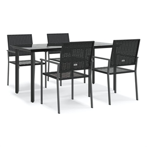 vidaXL PE Rattan Durable Garden Dining Set in Black