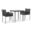 vidaXL Poly Rattan/Steel/Tempered Glass Garden Dining Set in Black/Dark Gray