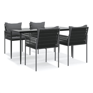 vidaXL Powder-Coated Steel 6-Seater Durable Garden Dining Set in Black