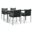 vidaXL Powder-Coated Steel 6-Seater Durable Garden Dining Set in Black