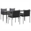 vidaXL Powder-Coated Steel 6-Seater Durable Garden Dining Set in Black