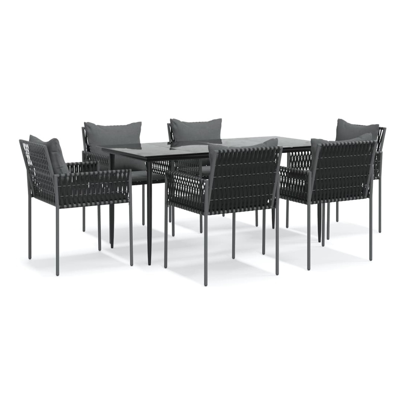 vidaXL Garden Dining Set in Black/Dark Gray