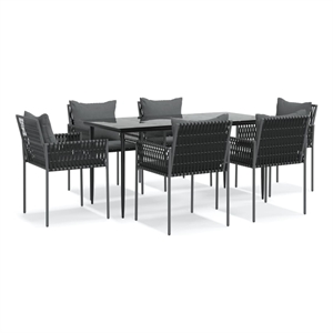 vidaXL Garden Dining Set in Black/Dark Gray