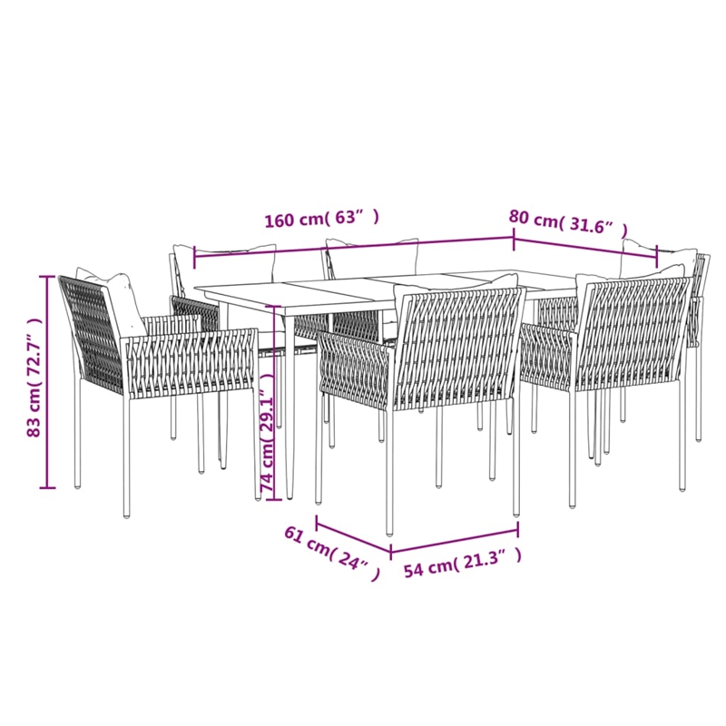 vidaXL Garden Dining Set in Black/Dark Gray