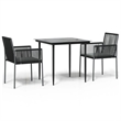 vidaXL Garden Dining Set in Black/Light Gray