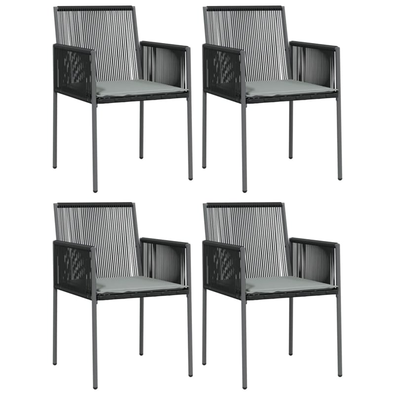 vidaXL Poly Rattan Medium Durable Garden Dining Set in Black