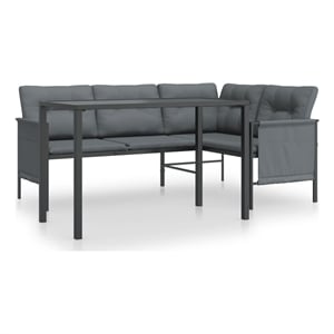 vidaXL Steel/Textilene/Fabric Medium Garden Dining Set in Anthracite/Gray