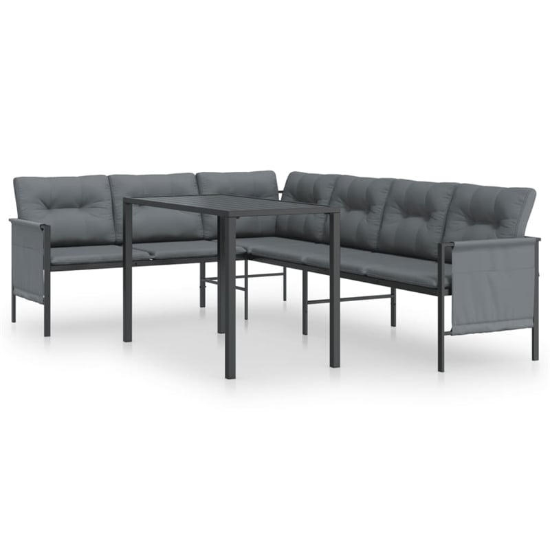 vidaXL Steel Large Stackable Garden Dining Set in Anthracite/Gray