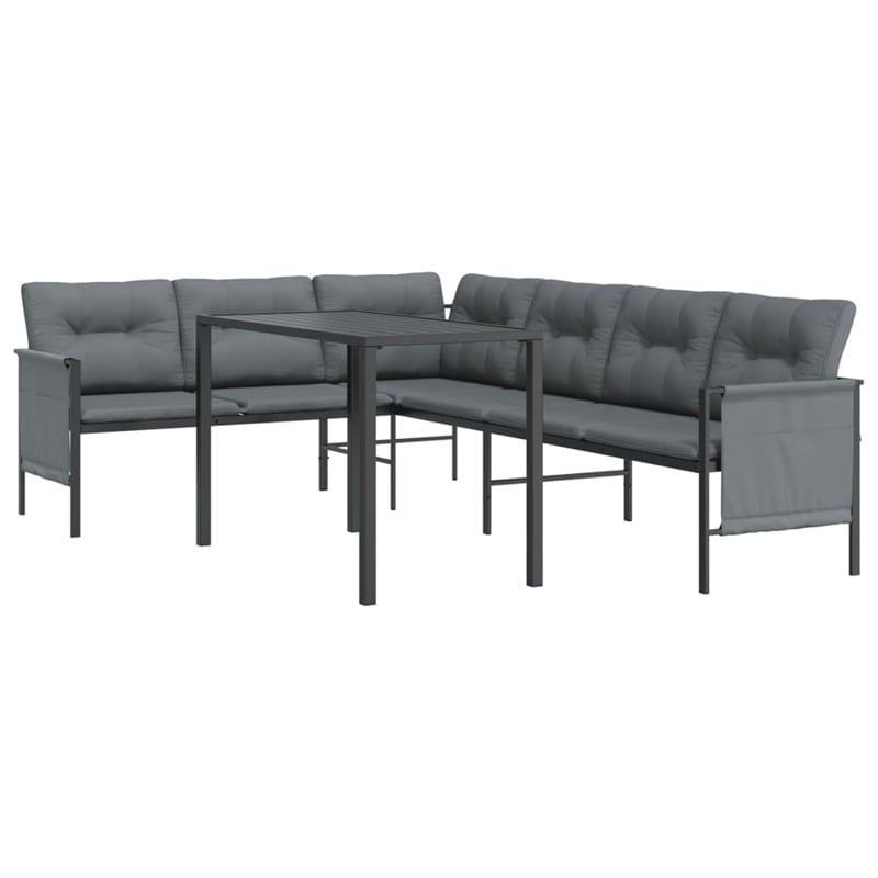 vidaXL Steel Large Stackable Garden Dining Set in Anthracite/Gray