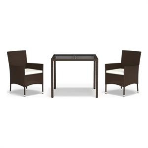 vidaXL Garden Dining Set in Brown/Cream White