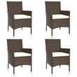 vidaXL Patio Dining Set in Brown Poly Rattan 5 Piece Set - Set of 4