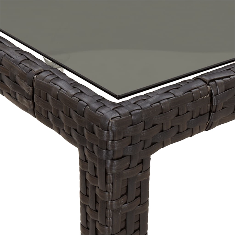 vidaXL Patio Dining Set in Brown Poly Rattan 5 Piece Set - Set of 4