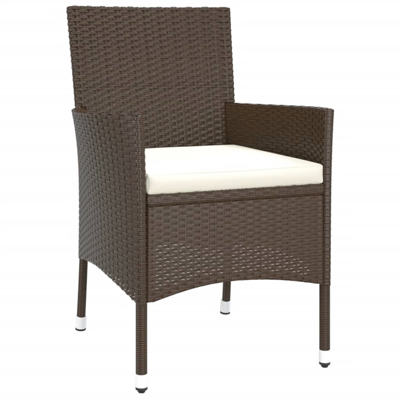 vidaXL Patio Dining Set in Brown Poly Rattan 5 Piece Set - Set of 4