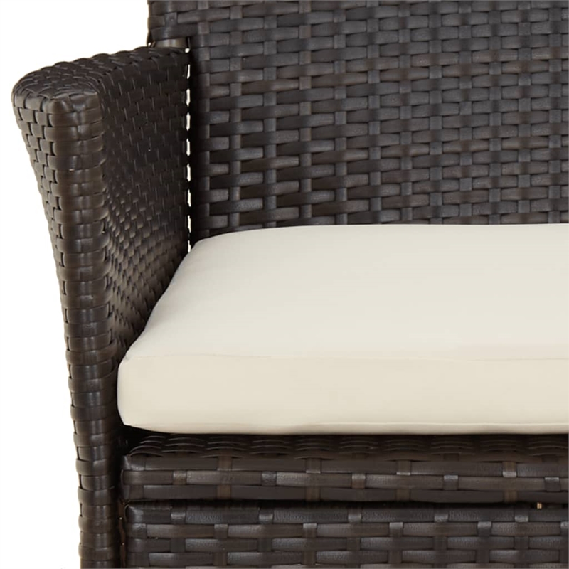 vidaXL Patio Dining Set in Brown Poly Rattan 5 Piece Set - Set of 4